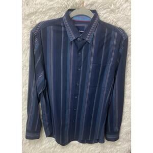 Tommy Bahama, Men’s Navy Blue/Purple Pinstripes L/S Blended, Size S